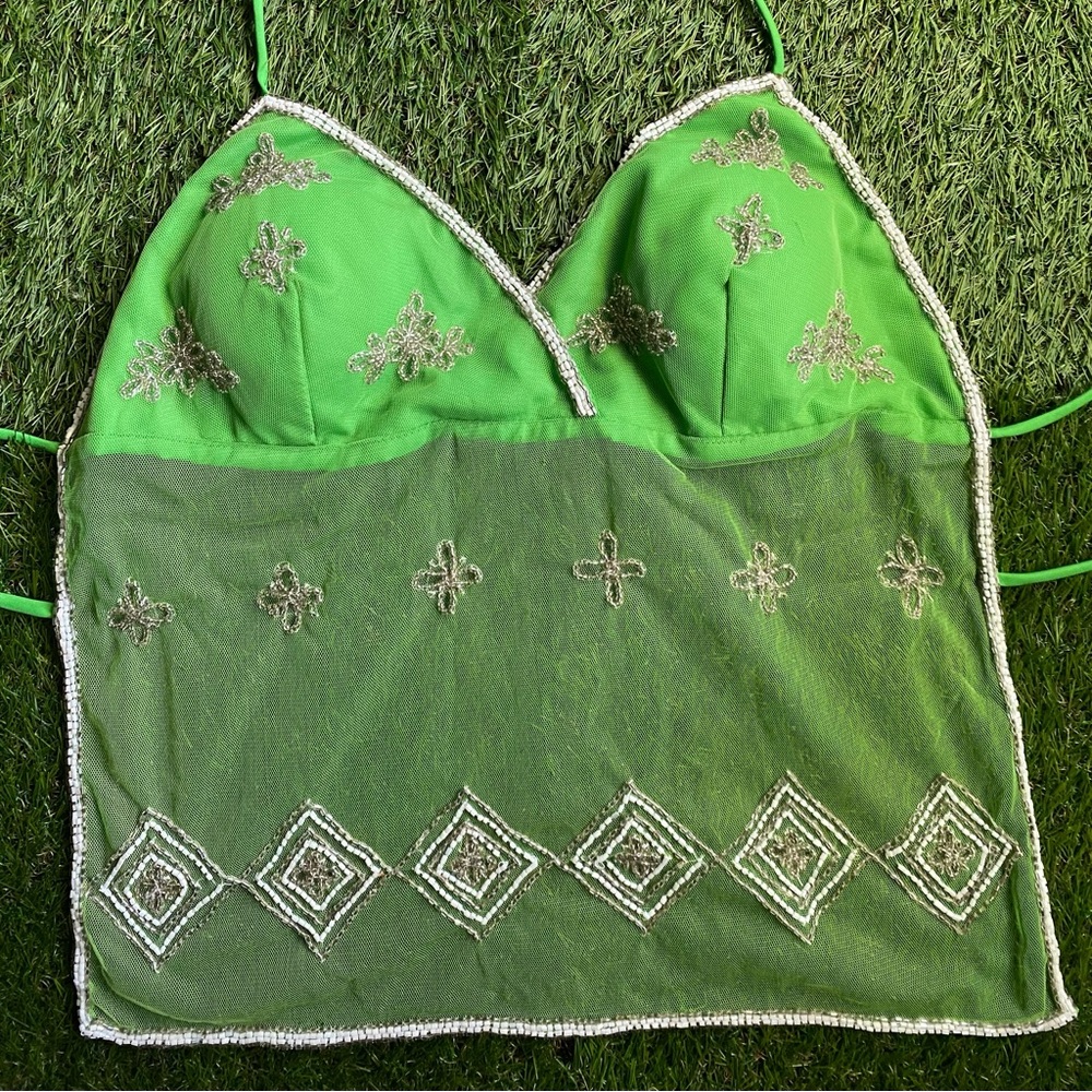 Green Y2K Top